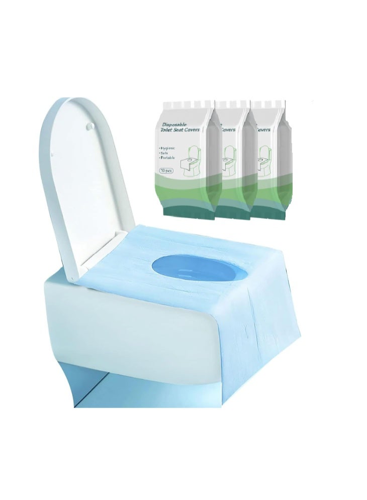 Toilet Seat Covers Disposable, Waterproof X Large Toilet Seat Covers Antibacterial Waterproof for Adults Kids Potty Training Travel Public Restrooms, Airplane, Camping (24x16 Inch) (30, Blue) - Image 1